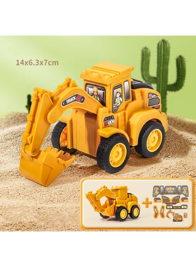 هالامودو 4PCS الصحافة والذهاب البناء المركبات لعبة مجموعة ، أطفال دفع والشرائح الهندسة السيارات مع حفارة الأسطوانة الجرافة الحفر المشترك ، حركة القصور الاحتكاك الطاقة مقاومة الانخفاض ، ألعاب تعليمية الأولاد البنات هدية - Image 4
