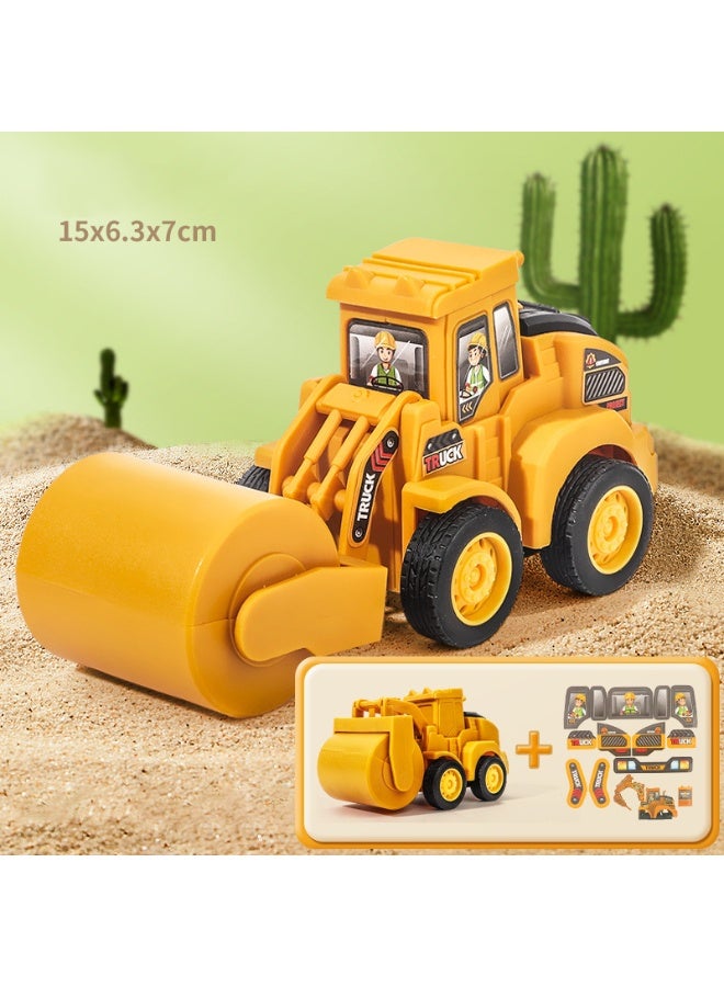 هالامودو 4PCS الصحافة والذهاب البناء المركبات لعبة مجموعة ، أطفال دفع والشرائح الهندسة السيارات مع حفارة الأسطوانة الجرافة الحفر المشترك ، حركة القصور الاحتكاك الطاقة مقاومة الانخفاض ، ألعاب تعليمية الأولاد البنات هدية - Image 5