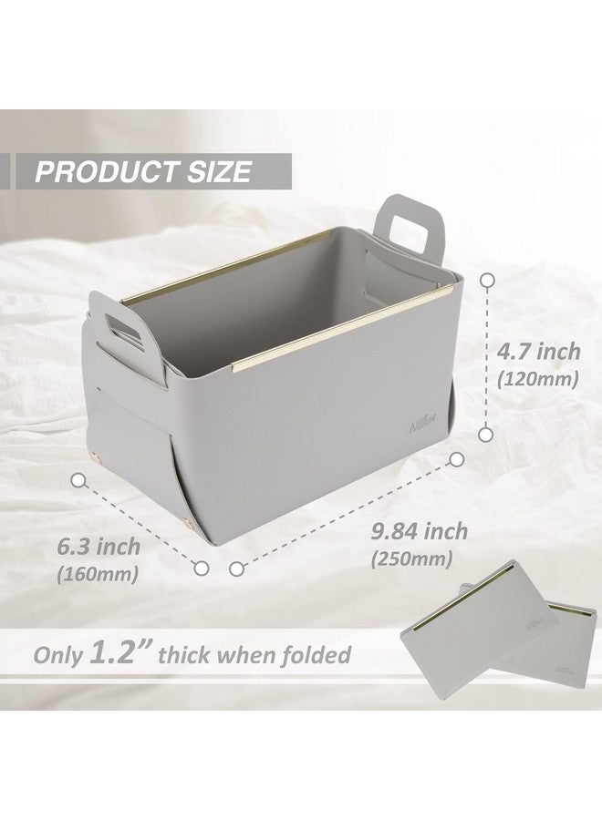 MIXEN Box Trash Box Box Manicure Tools Desktop Leather Case Suitcase Laundry Basket Leather Case Storage Box Container Make Up Tray Leather Storage Basket Tool Holder Toy (Grey) - Image 3