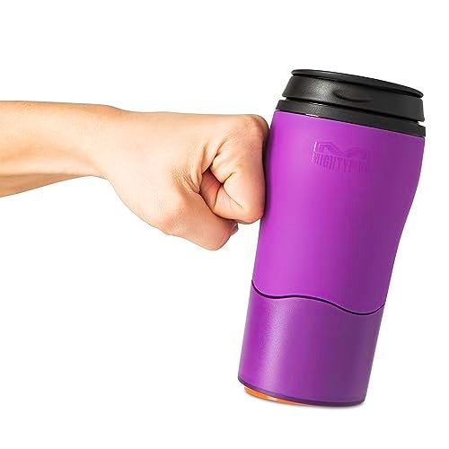 Mighty Mug مايتي موغ - كوب بلاستيكي للسفر، كوب مزدوج الجدار مانع للتسرب، للمشروبات الباردة/الساخنة، مناسب لحامل الأكواب، آمن للغسالة (بنفسجي، 12oz) - Image 1