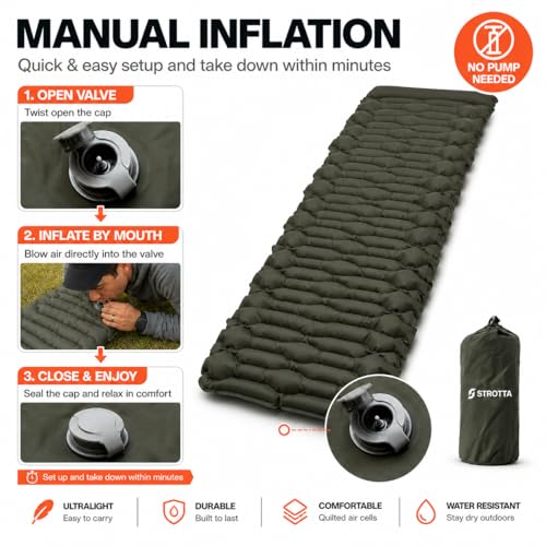 ANGORA BRANDS Inflatable Sleeping Pad for Camping & Backpacking | R-3 Value, 2.1" Thick, 25" Wide | Compact Lightweight Sleeping Mat for Hiking, Travel & Outdoor Use - Image 4
