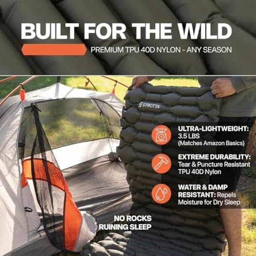 ANGORA BRANDS Inflatable Sleeping Pad for Camping & Backpacking | R-3 Value, 2.1" Thick, 25" Wide | Compact Lightweight Sleeping Mat for Hiking, Travel & Outdoor Use - Image 2