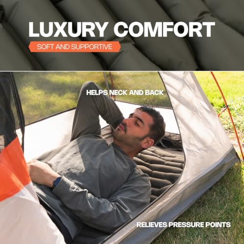 ANGORA BRANDS Inflatable Sleeping Pad for Camping & Backpacking | R-3 Value, 2.1" Thick, 25" Wide | Compact Lightweight Sleeping Mat for Hiking, Travel & Outdoor Use - Image 5