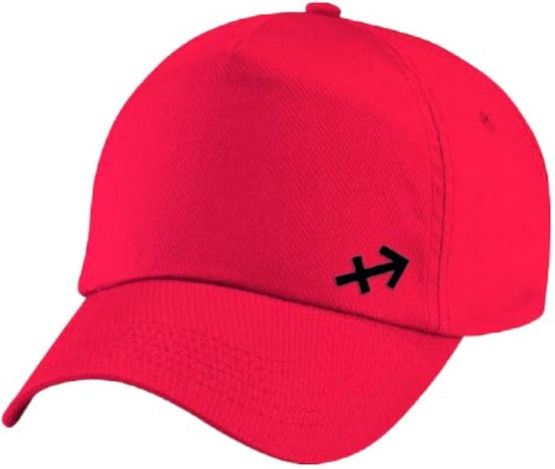 Red Cap with Sagittarius zodiac Black Color Logo