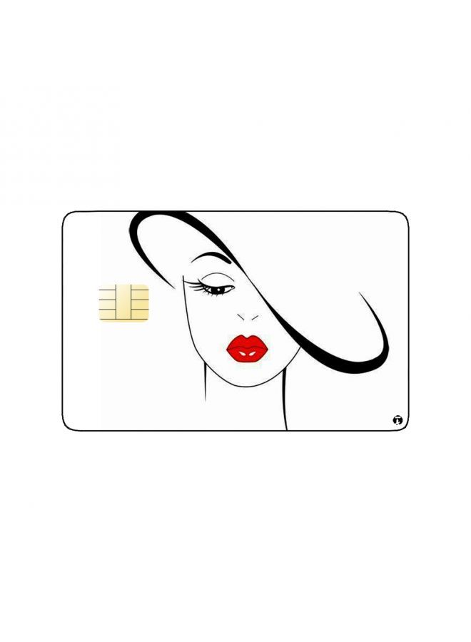 RKN PRINTED BANK CARD STICKER Beautiful Woman Drawing With Hat - Image 1
