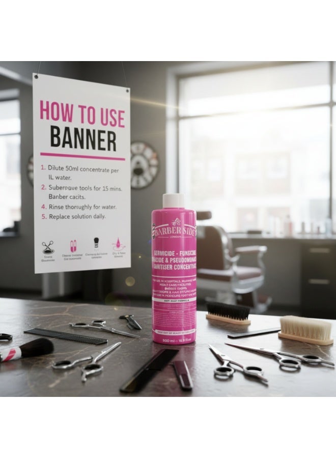 آي كان لندن محلول مطهر ومبيد للجراثيم من آيكان باربرسايد لندن، 500 مل، وردي اللون - معقم احترافي للصالونات والمراكز الطبية والمنتجعات الصحية - Image 4