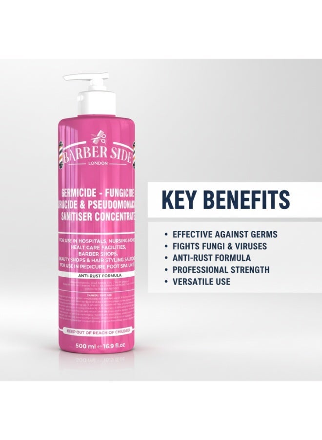 آي كان لندن محلول مطهر ومبيد للجراثيم من آيكان باربرسايد لندن، 500 مل، وردي اللون - معقم احترافي للصالونات والمراكز الطبية والمنتجعات الصحية - Image 5