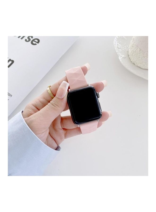 NIBEMINENT Modern Style Silicone Replacement Strap Watchband For Apple Watch Series 7/6/5/4/3/2/1/SE 41/40/38mm Light Pink - Image 4