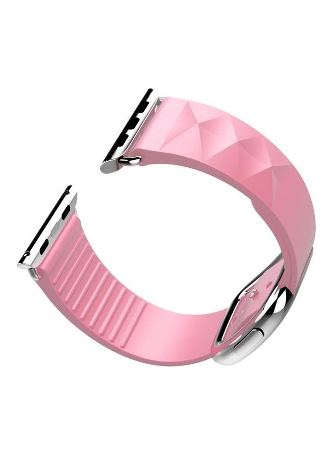 NIBEMINENT Modern Style Silicone Replacement Strap Watchband For Apple Watch Series 7/6/5/4/3/2/1/SE 41/40/38mm Light Pink - Image 3