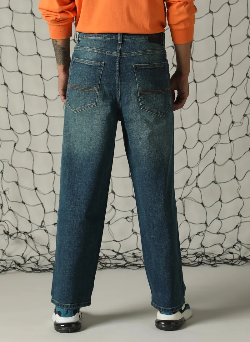 Hubberholme  Men's Indigo 100% Cotton Distressed Jeans for Men | Best Price UAE
