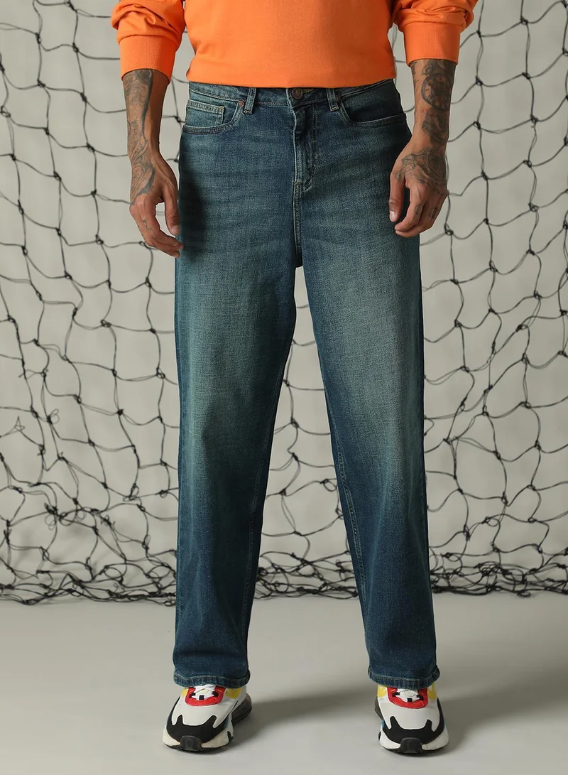 Hubberholme  Men's Indigo 100% Cotton Distressed Jeans for Men | Best Price UAE