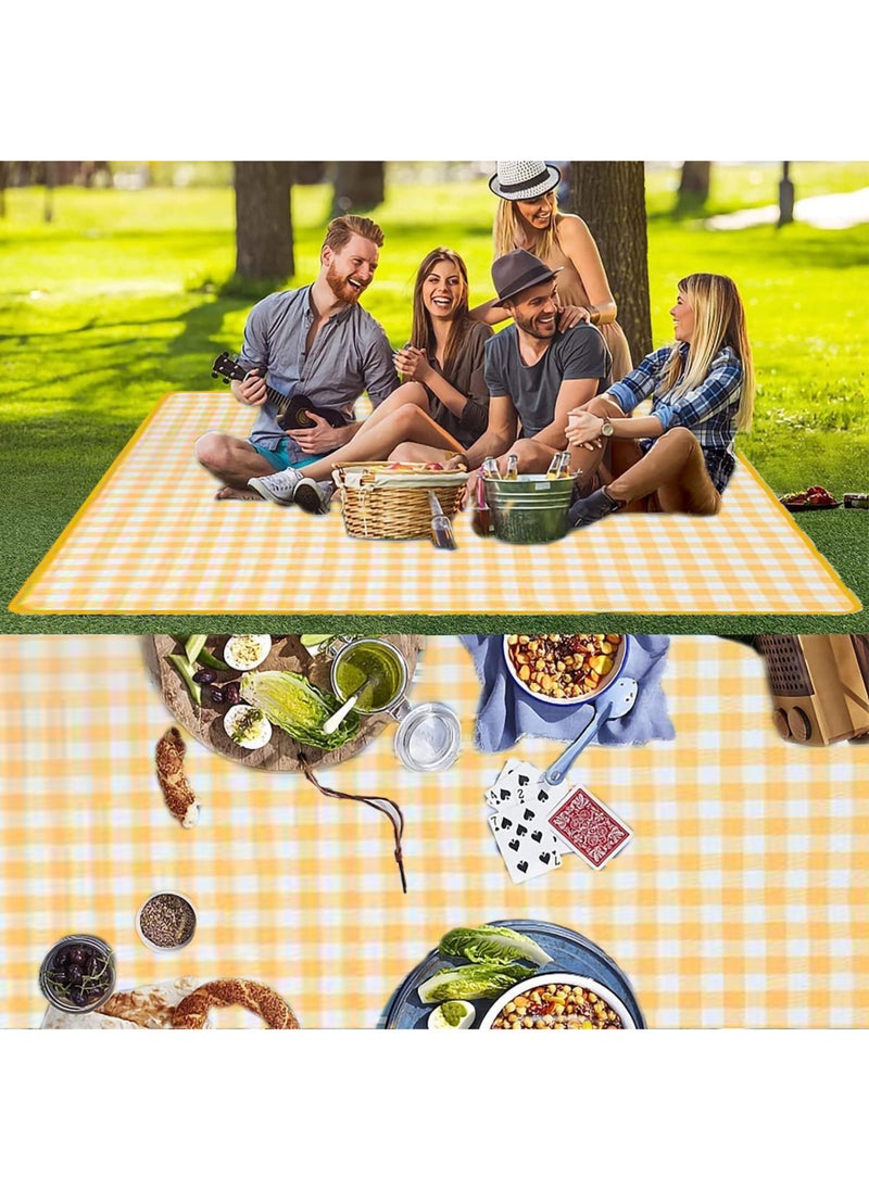 جورفنت بطانية نزهة خارجية كبيرة جدًا، 200*300 سم بطانيات قابلة للطي ومقاومة للماء وبساط نزهة منقوش للشاطئ، ملحقات حديقة عشبية للتخييم (6-10 أشخاص)  - Image 3