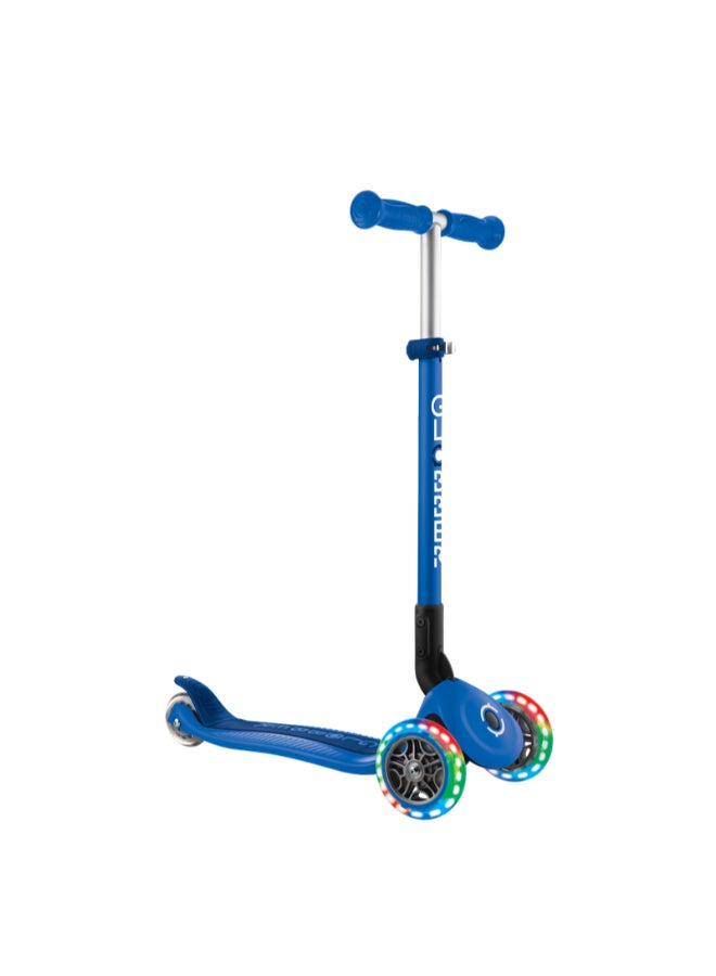 GLOBBER سكوتر أطفال قابل للطي 3 عجلات مع أضواء LED - سكوتر قابل للتعديل - أزرق بحري - Image 1