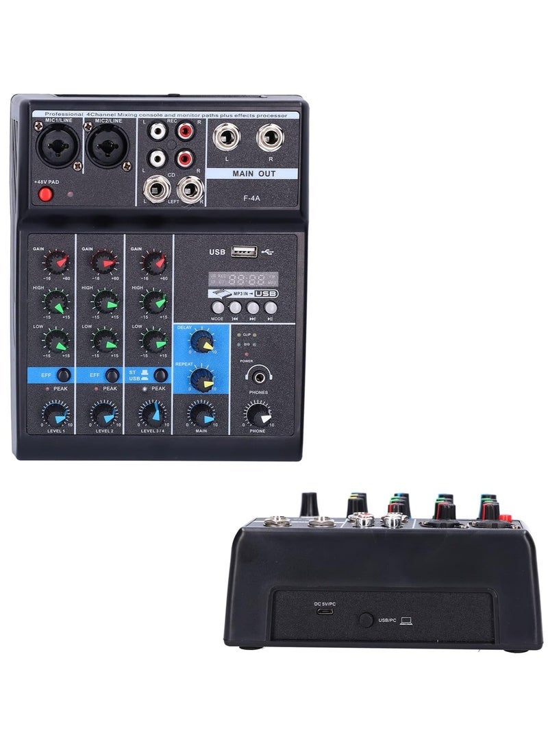 general Audio Live Mixer USB Interface Audio Mixer 4 Channel, Stereo DJ Sound Controller For Home Karaoke, USB Live Stage KTV, Soundcard For PC Recording - Image 4
