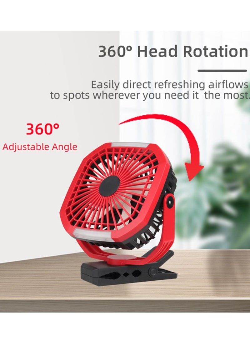 Stargold Rechargeable Clip Fan 8 Inch AC/DC With LED Light Red - Image 5