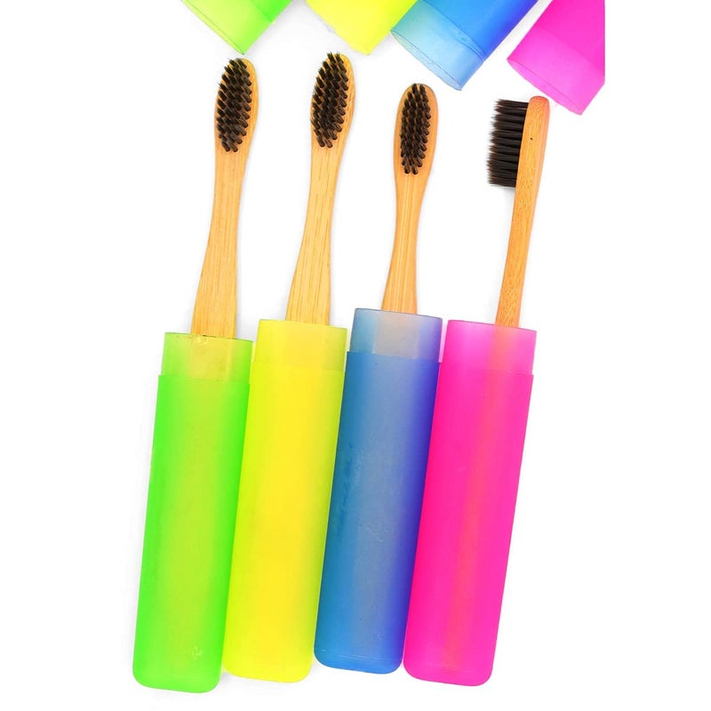 Adult Flat Handle Activated Soft Bristles Bamboo Manual Toothbrush Family Pack With Plastic Boxes (Pack Of 2),Multicolour - Image 2