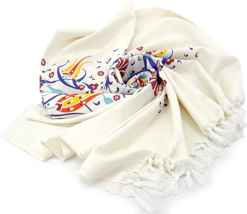 ايهفان اونلاين Yellow Tulip Tile Printed Cotton Bamboo Peshtemal