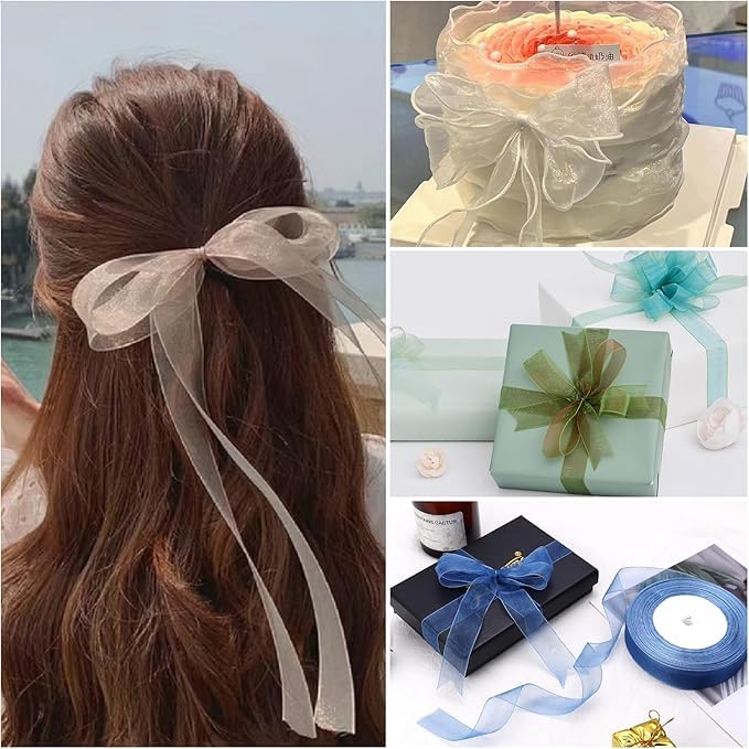 IMPRINT Organza Ribbon Rolls 35 Meters x 6 Sheer Chiffon Ribbons Rainbow Colors - Image 4