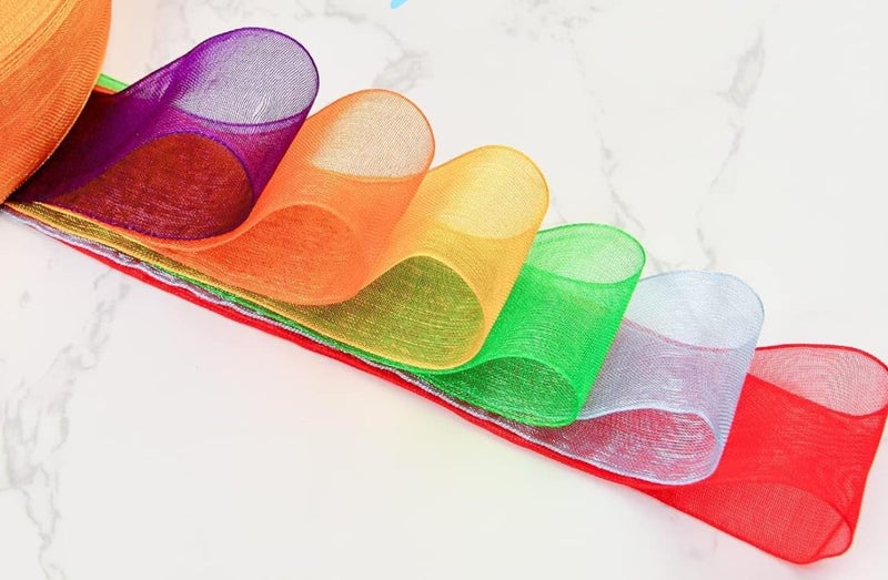 IMPRINT Organza Ribbon Rolls 35 Meters x 6 Sheer Chiffon Ribbons Rainbow Colors - Image 3
