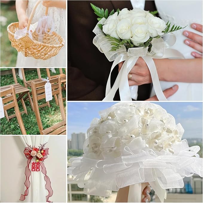 IMPRINT Organza Ribbon Rolls 35 Meters x 6 Sheer Chiffon Ribbons Rainbow Colors - Image 5