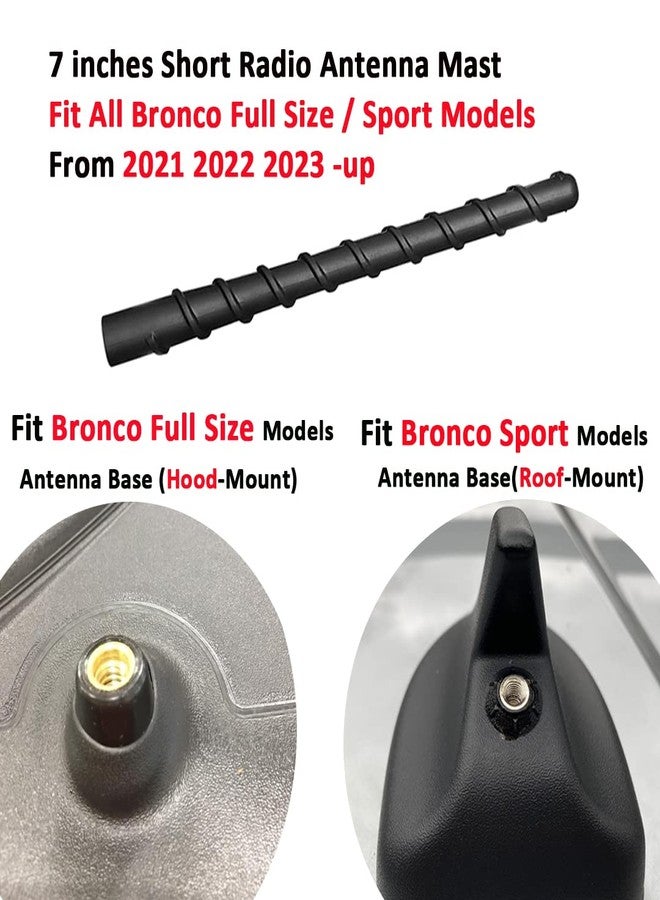 AMFRNE 7" Bronco Short Antenna, Compatible with Ford Bronco Full Size and Sport All Models 2021 2022 2023 2024, Good Reception, Black, 7 Inch Spiral AM FM Radio Antenna, for Bronco Accessories 2021-2024 - Image 5