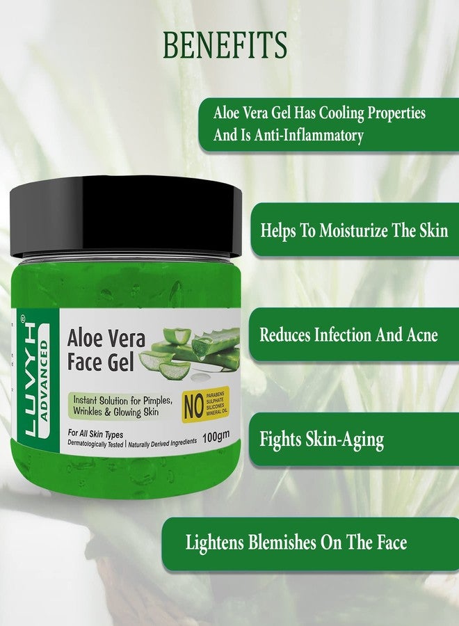 Luvyh Aloe Vera Gel for Face & Hair for Women & Men's |Sunburn |Moisturize and Sooth Glowing Skin | Rashes | Glowing and Radiant Skin | Hydrating Gel Relieves Itchy & Irritated Skin | Suitable for all skin Types-100 Gm - Image 3
