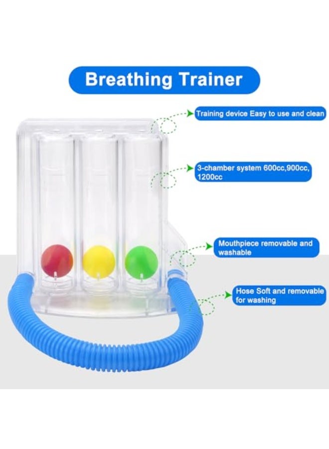 Generic VOSSOT 3-Chamber Breathing Trainer System Breath Trainer Lung Trainer, Chamber Breathing Exercise Device for Lung Function and Speech Therapy Breath Trainer for Speech Therapy, Occupational Therapy, - Image 3