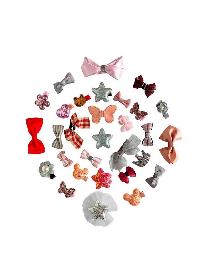 ANNACREATIONS Hair Bow Clips Set Hair Pins Toddlers Barrettes Hair Accessories For Baby Girls (Pack Of 5) (Style 7) - Image 1