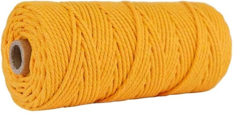 Yellow Natural Unbleached Cotton Cord 3mm For Knitting Plant Hangers - Image 2