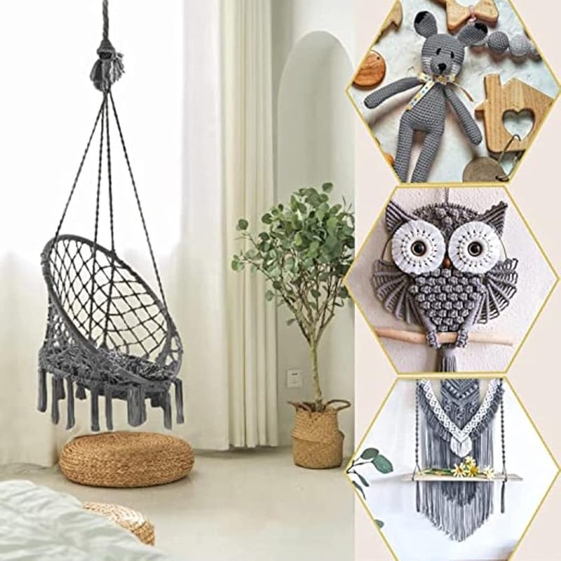 Yellow Natural Unbleached Cotton Cord 3mm For Knitting Plant Hangers - Image 5