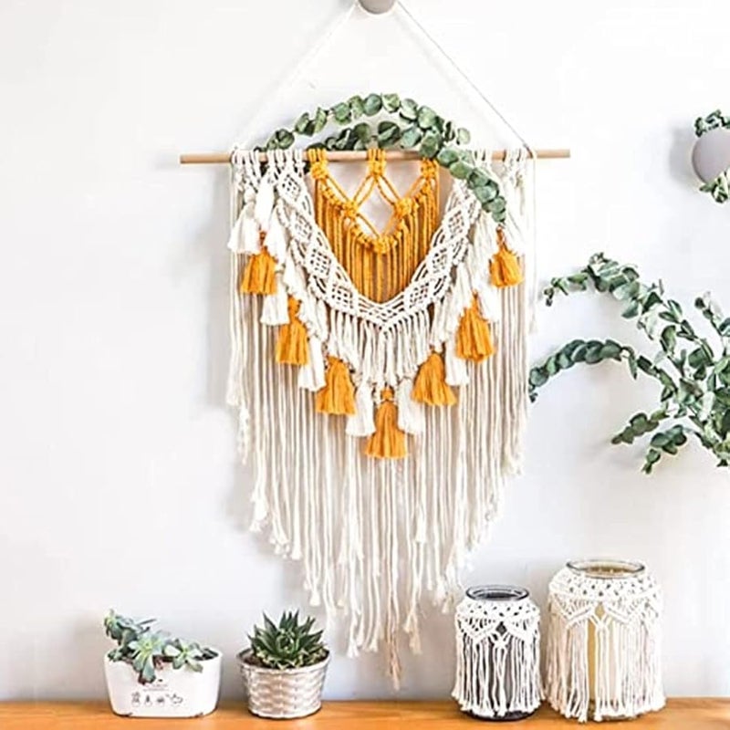 Yellow Natural Unbleached Cotton Cord 3mm For Knitting Plant Hangers - Image 4