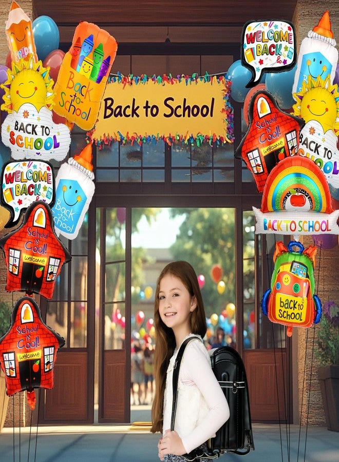 AxiyanX Back to School Balloons 8Pcs - 18 Inch Big Foil Balloons Kit for First Day of School, Kindergarten Graduation & Welcome Party Decor - Includes Bus, Apple, Crayon, Pencil Balloon (style-2) - Image 5