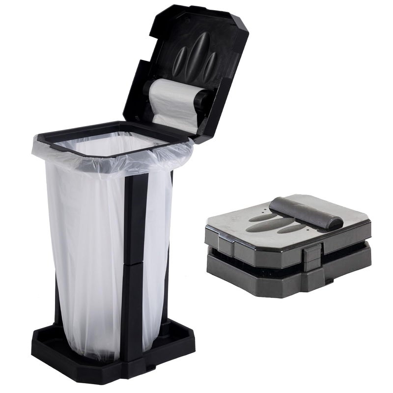 HolaKit Collapsible Trash Bag Holder with Reinforced Legs and Bonus Inner Storage Compartment Portable Trash Can Outdoor Waste Bin with 20 Bags Included for Camping RV Picnic and Home Use - Image 3