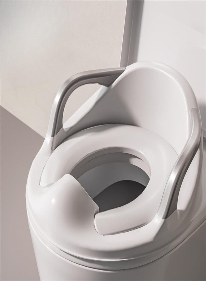 GUCHIGU Baby Toilet Training Seat with Soft Cushion | Anti-Slip Kids Potty Seat with Splash Guard | Comfortable & Safe Toddler Toilet Seat Trainer for Boys & Girls (1–8 Years, White-Grey) - Image 1