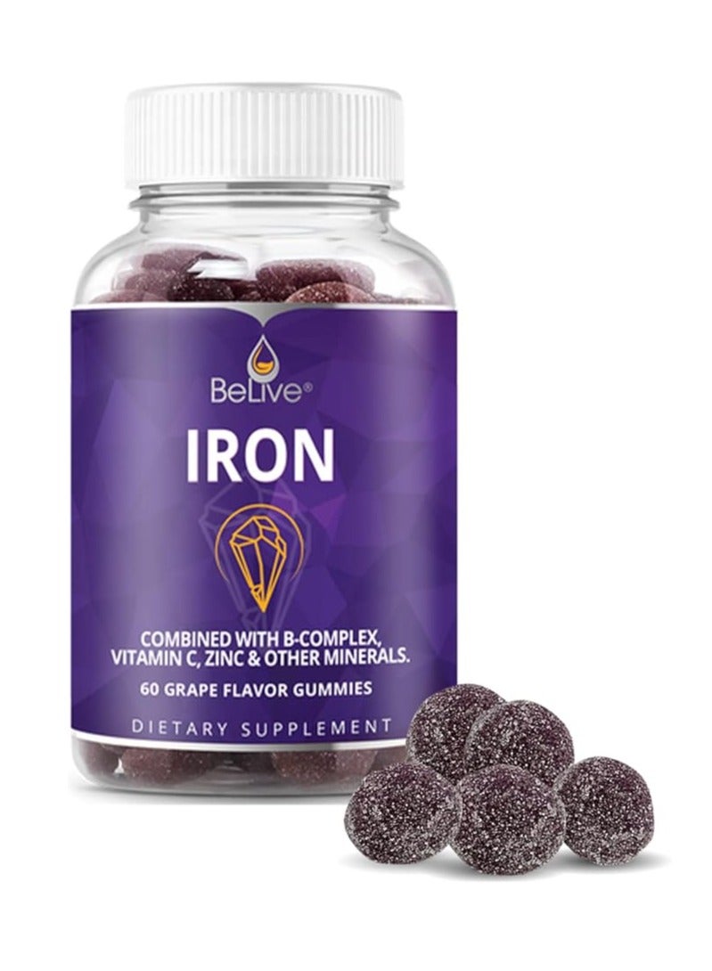 BeLive Multivitamin with Iron, Vitamins and Zinc for Blood Oxygen 60 gummies