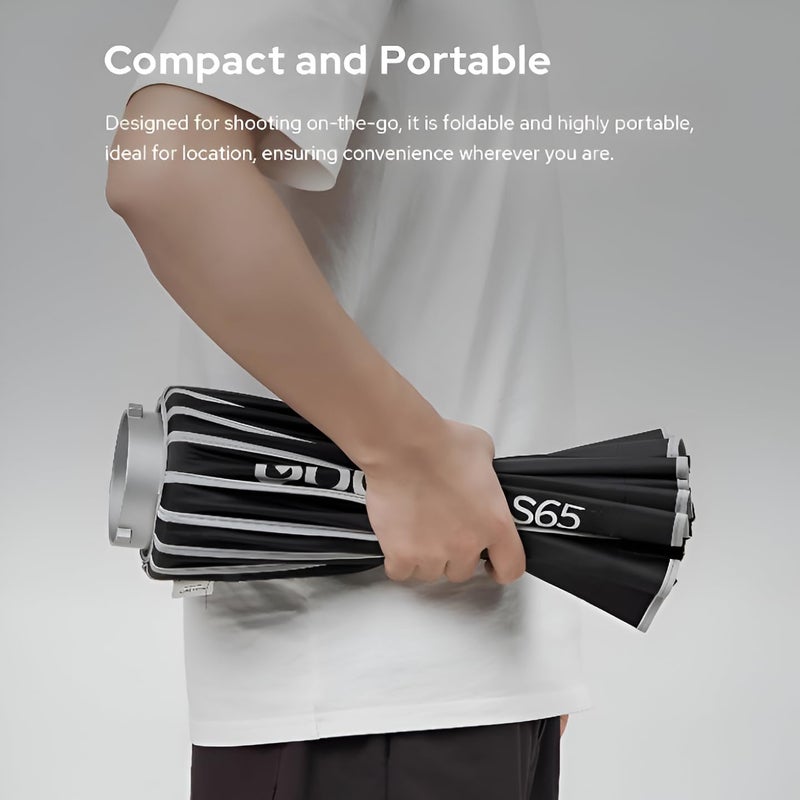 Godox S65W B/W 65cm/25.6in Quick Release Umbrella Softbox with Grid | Professional Foldable Softbox with Standard Bowen Mount & Diffusers for Photography Studio Photography - Image 3
