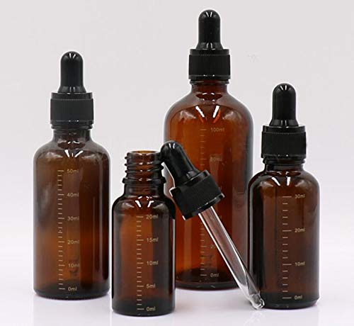 Natuworld 3PCS 50ml/1.7oz Amber Glass Graduated Measurement Dropper Bottle Vials Empty Refillable Storage Container Jar with Black Rubber Cap and Glass Eye Dropper for Essential Oil Aromatherapy - Image 5