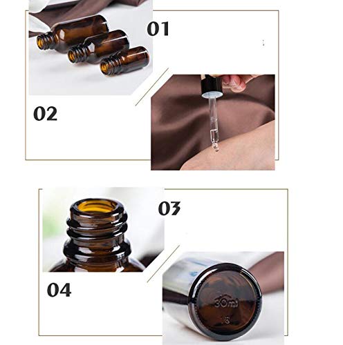 Natuworld 3PCS 50ml/1.7oz Amber Glass Graduated Measurement Dropper Bottle Vials Empty Refillable Storage Container Jar with Black Rubber Cap and Glass Eye Dropper for Essential Oil Aromatherapy - Image 2