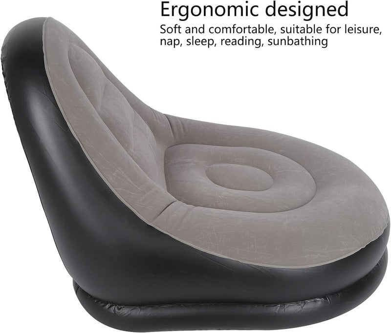 SOCHEP Inflatable Lounge Chair Blow Up Chaise Lounge Air Lazy Sofa Flocking Sofa with Foot Cushion Family Inflatable Lounge Chair Portable Inflatable Lazy Couch for Office Balcony - Image 5