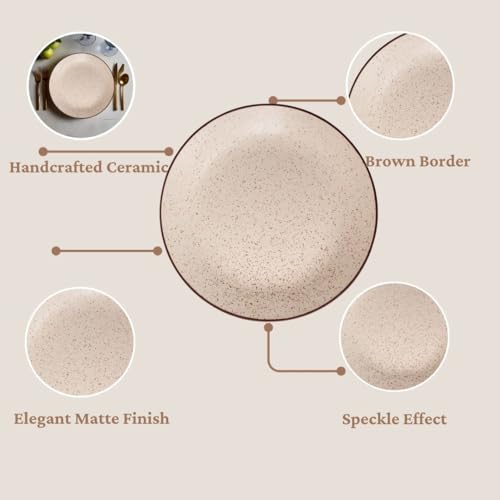 Freakway Stoneware Ceramic |10.6 Inch| Dinner Plates Set of 6 Pcs | Microwave Safe, Dishwasher Safe | Kitchen, Dining, Restaurants, Gifting | Sandstone Speckle - Image 5