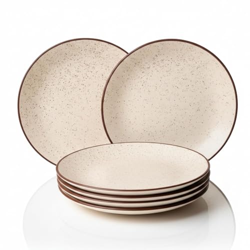 Freakway Stoneware Ceramic |10.6 Inch| Dinner Plates Set of 6 Pcs | Microwave Safe, Dishwasher Safe | Kitchen, Dining, Restaurants, Gifting | Sandstone Speckle - Image 1
