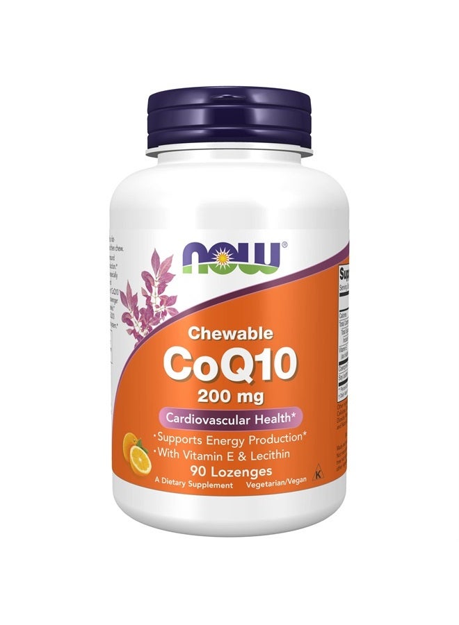 now Supplements, CoQ10 200 mg, Pharmaceutical Grade, All-Trans Form produced by Fermentation, 90 Lozenges - Image 1