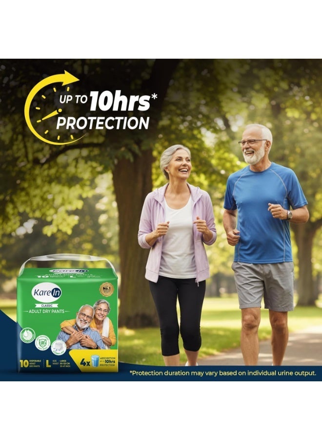 Karein Classic Adult Diaper Pant L Size, Large, Waist , 30 Unit, Long Protection Hour, Unisex, Quick & Even Absorption, Anti-Bacterial, Leakproof, Odour Control, Wetness Indicator - Image 2