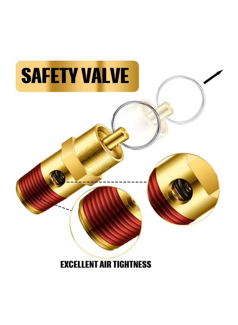SYOSI Control Devices 4 Pieces 1/4in Male NPT Brass Safety Valve Pressure Relief Valve Air Compressor Check Valve (150 psi Set Pressure) - Image 4