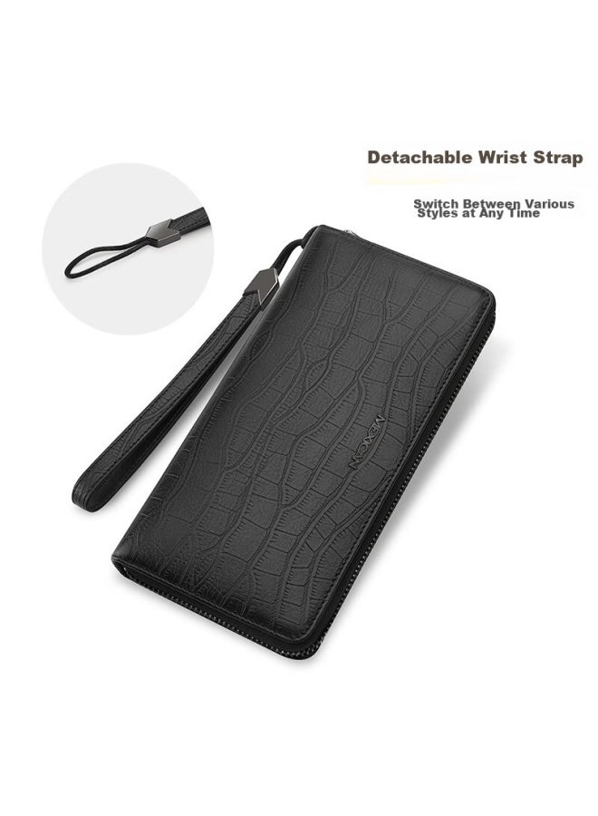Scarecrow Men's Handbag, Top-grain Leather Clutch, Multi-card Slots, Zipper Envelope Bag, Handheld Wallet, Qixi Valentine's Day Gift - Image 5