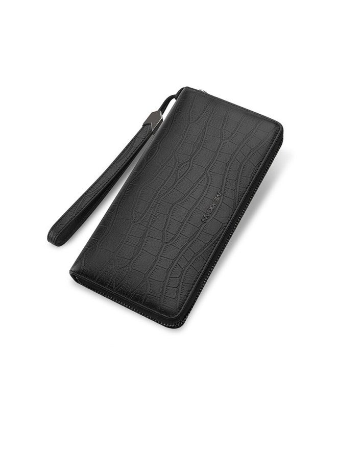 Scarecrow Men's Handbag, Top-grain Leather Clutch, Multi-card Slots, Zipper Envelope Bag, Handheld Wallet, Qixi Valentine's Day Gift - Image 3