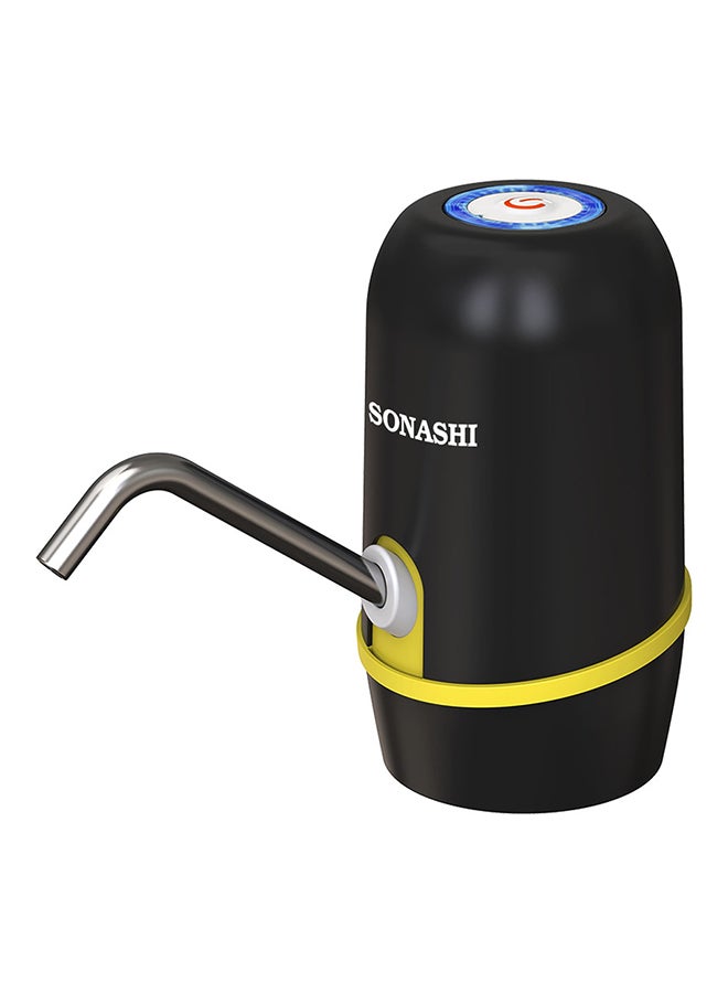 SONASHI Rechargeable Water Dispenser Pump with USB Charging  Wireless Model with One Button Control and LED Indicator  Suitable for 15 Gallon Bottle  Dispenser Pump for Office and Home SWP-55 Black/Yellow - Image 1
