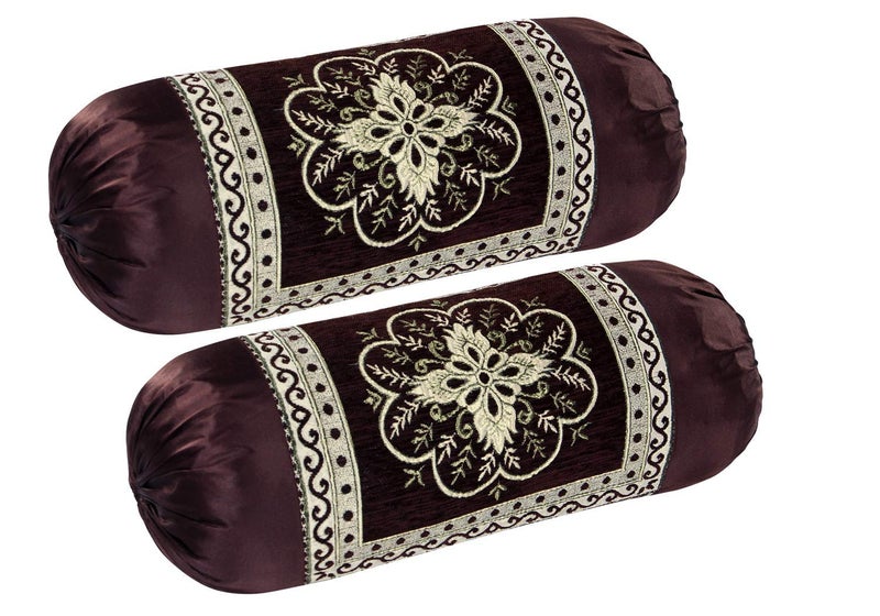 HSR Collection Chenille 144 TC Bolster Cover (Brown, King) - 2 Bolster Cover - Image 1