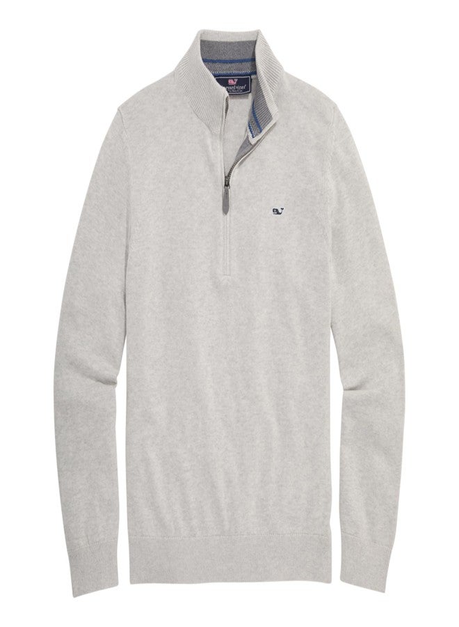 فينيارد فاينز سترة Vineyard Vines Boathouse بسحاب ربعي، لون رمادي فاتح، مقاس 2T - Image 1