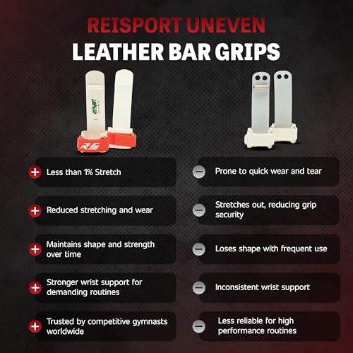 Reisport Women's Uneven Bar Hook/Loop Gymnastics Grips - Durable Leather Hand Grips for Gymnastics Bars Women & Girls - Gymnastics Equipment & Accessories Advanced Gymnasts, Made In USA - XX Small - Image 3